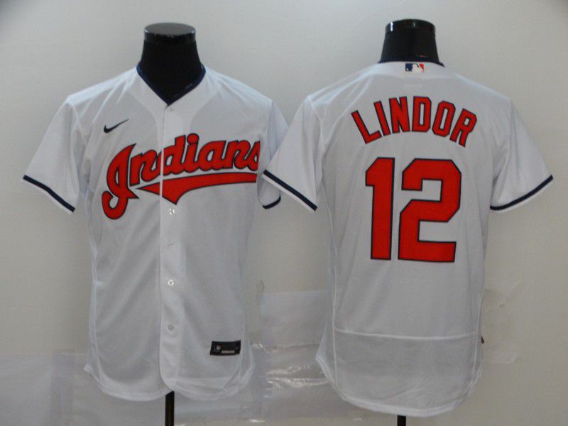 Men Cleveland Indians #12 Lindor White Elite Nike Elite MLB Jerseys->washington nationals->MLB Jersey